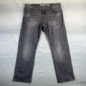 Wrangler Retro Slim Straight Jeans Mens 38x32 Gray Medium Wash Stretch Denim